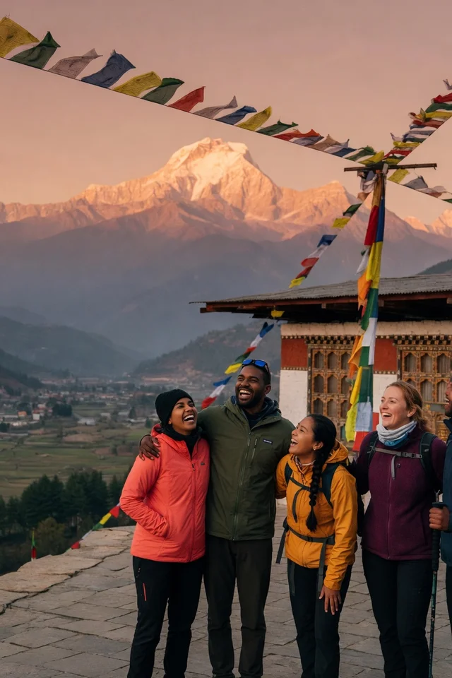 Couple at a Himalayan viewpoint